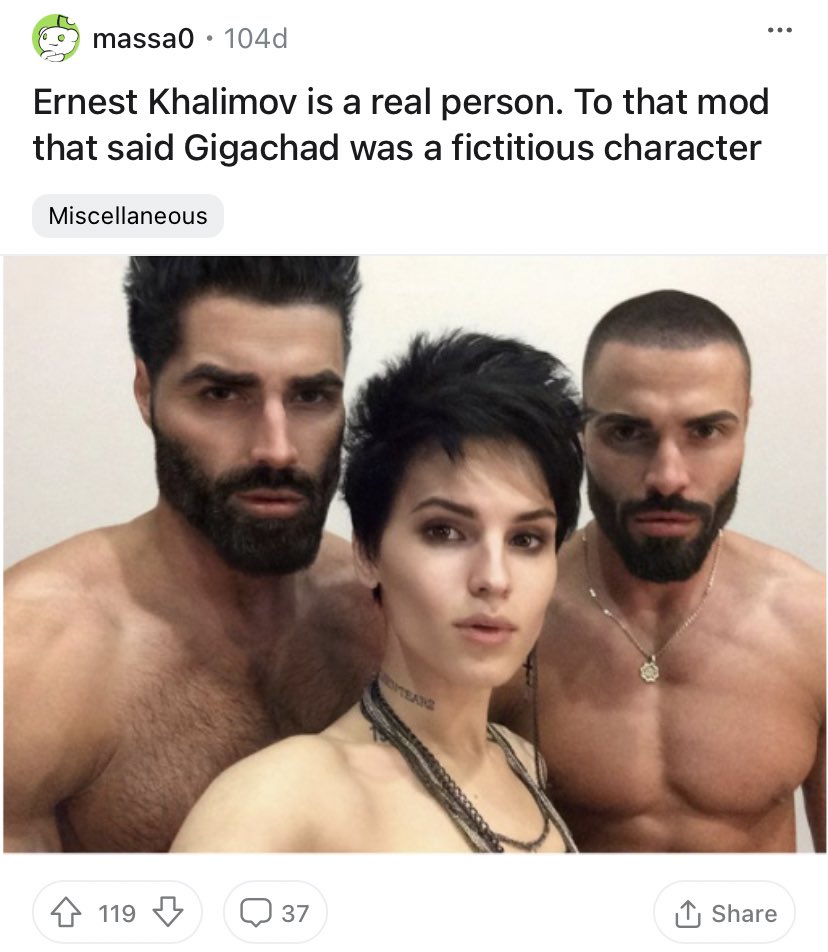 Ernest Khalimov Chad Meme Model / Originthe basis of the meme is a photograph of ernest