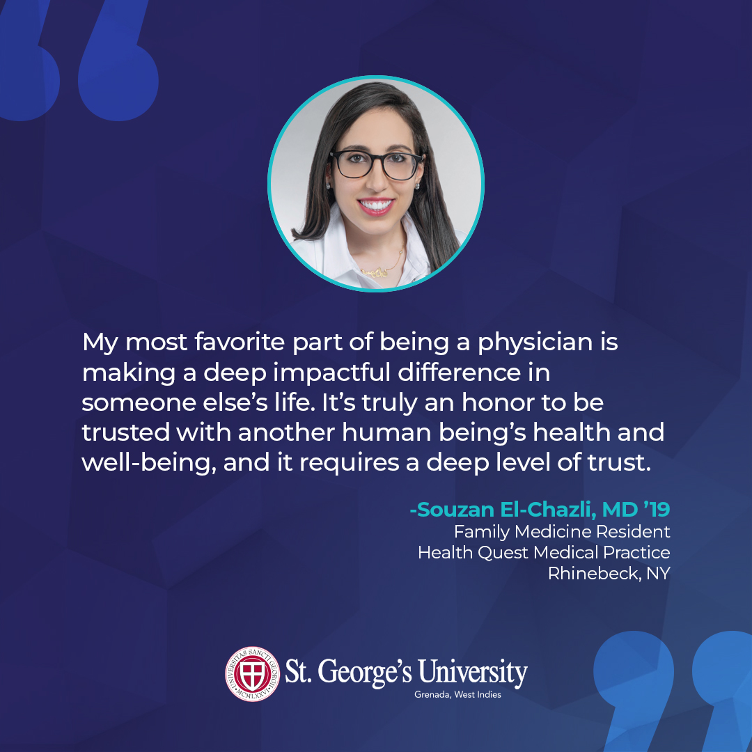 StGeorgesU's tweet photo. Born and raised in Dubai, United Arab Emirates, Souzan El-Chazli, MD ‘19, was always intrigued by the “sheer complexity” of the human body and its healing processes. Read more about her SGU journey to becoming a physician. https://t.co/WCA1a7BD0T https://t.co/6oe2Ox2x51