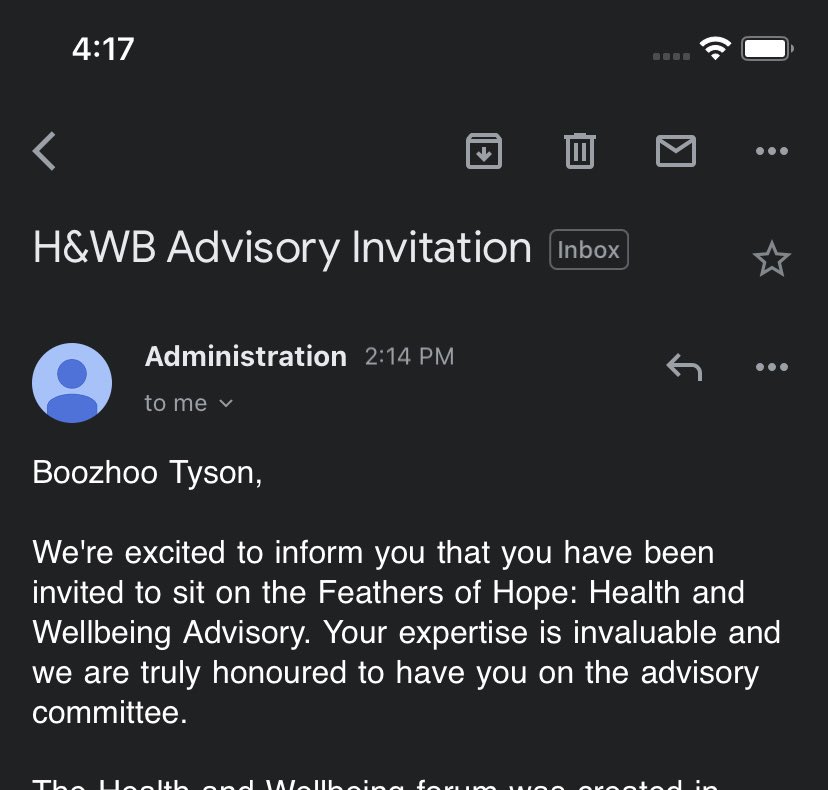 tysonmatawapit's tweet photo. Thank you @FOHTBay for the opportunity. Can’t wait for the introduction meeting. #FeathersOfHope #FOH #ThunderBay #Ontario #tbay. https://t.co/2JIyg48C3Q