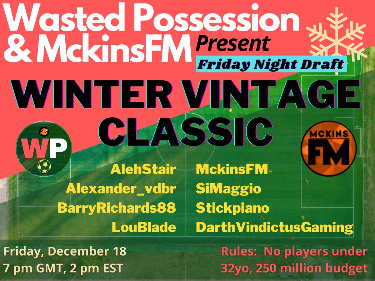 HeraldInternet's tweet photo. @WastedPoss and @mckinsFM present the Winter Vintage Classis, Tune in on twitch to support your favorite streamer  #FridayNightDraft https://t.co/0XMoG8wnAX