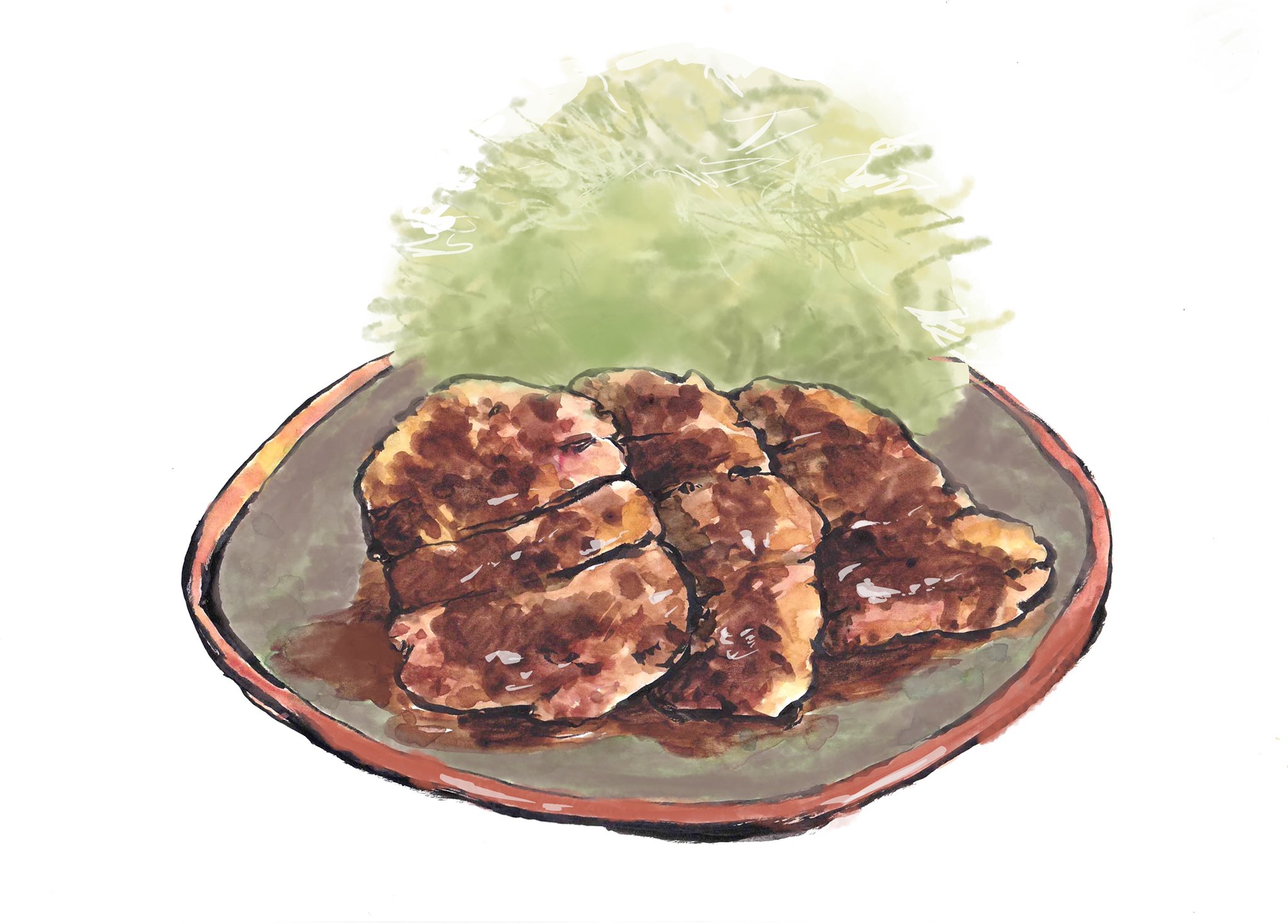 新井理玖 Rikuarai とんかつ 味噌カツ イラスト とんかつ キャベツ T Co Clgep0bkup Twitter