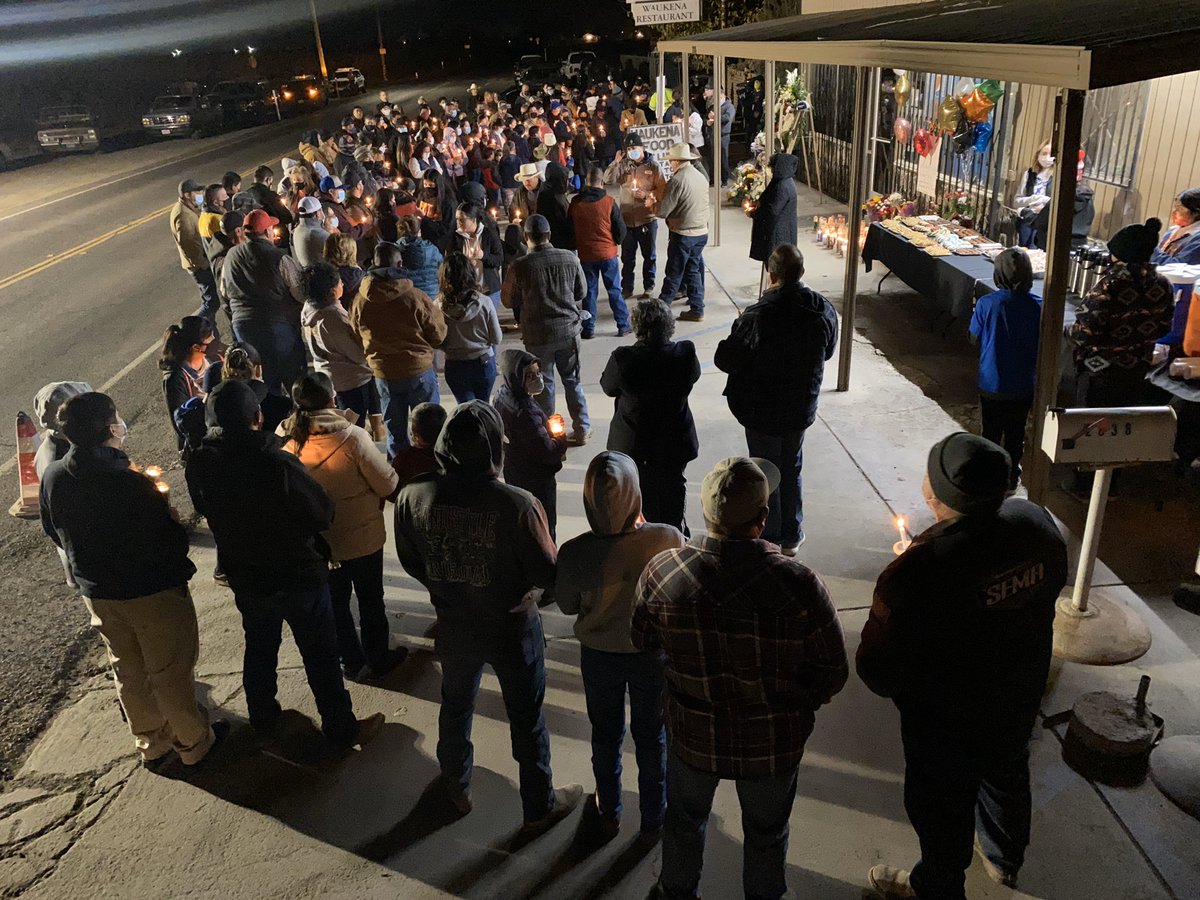 ShawnaKhalafiTV's tweet photo. HAPPENING NOW: A large group is gathered outside #Waukena Market for a candlelight vigil in honor of owner #ManuelMartin who was shot and killed during a robbery Monday night. https://t.co/k3zxh90Sbj