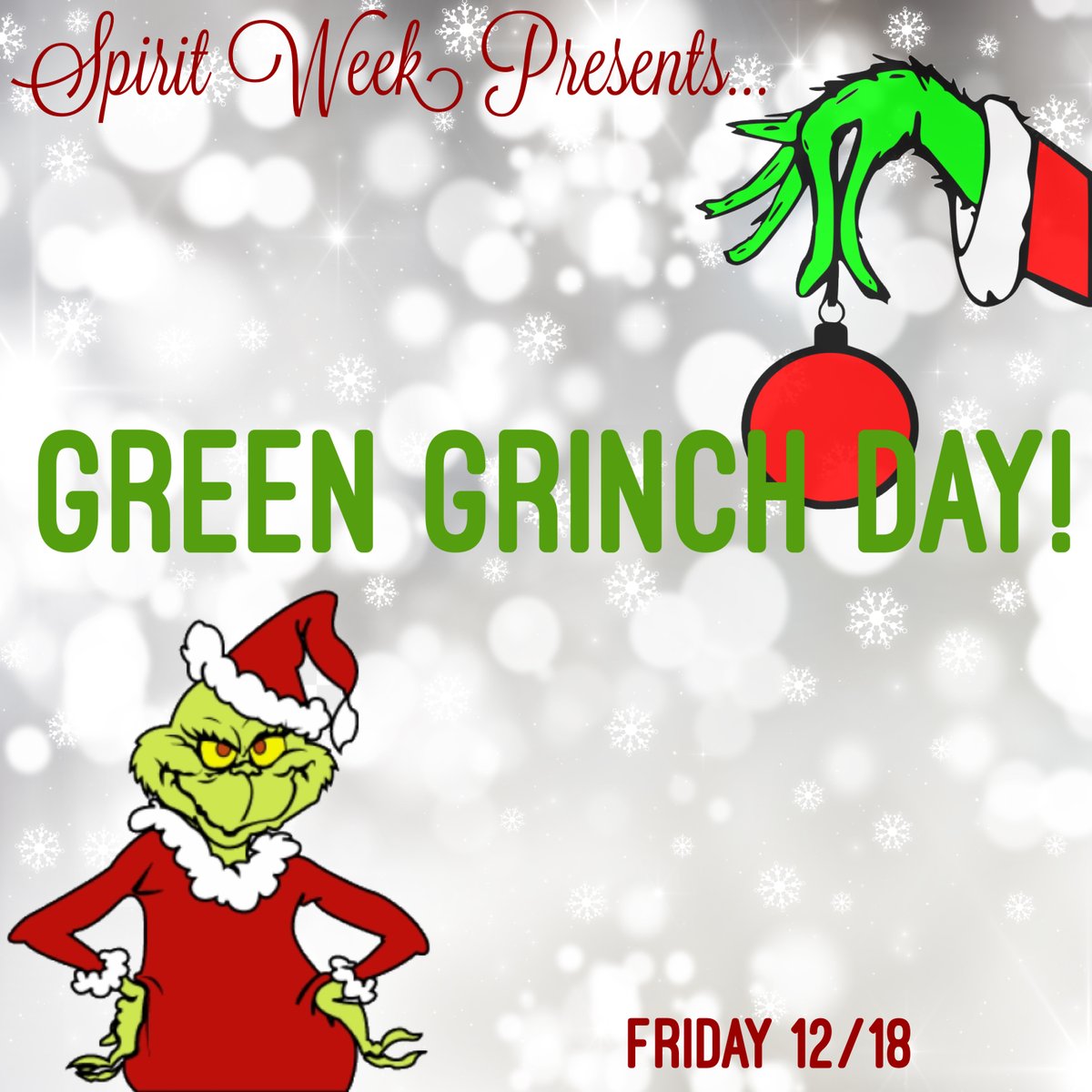 CarlsbadDance's tweet photo. Tomorrow we’re getting into the Grinch-mas spirit by wearing green for Green Grinch Day! Dress up like the most beloved Whoville character tomorrow!💚 https://t.co/upOgrh1V0q