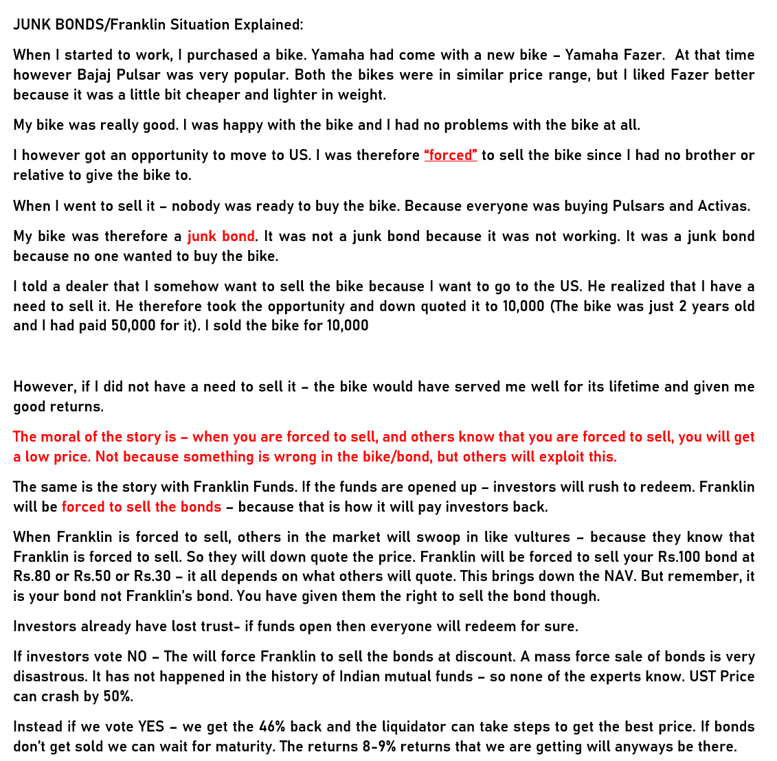 phssyk1's tweet photo. #FranklinTempleton investors - FT situation explained in a simple analogy. Please use your mind and don't be swayed by those asking to vote NO. In the present situation YES is the only answer to avoid a fire sale.
#YESForWindingUP 

@KRISHNE95118770
@spuri58
@SumairaAbidi https://t.co/q10GX9VOix