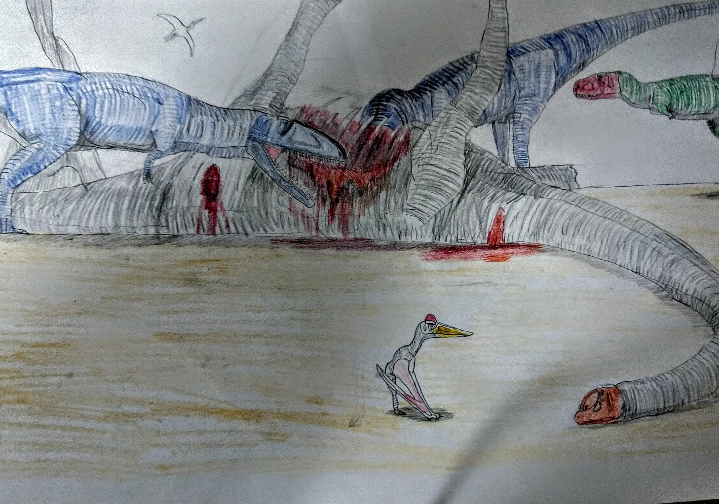 ただの恐竜好き 今日のお絵かき アルゼンチノサウルスの死体を貪るマプサウルス達 本当は昨日描いたけどリメイクに時間がかかってしまった D ちなみに奥にいるアベリサウルス類はスコルピオヴェナトルです アルゼンチノサウルス スコルピオヴェナ