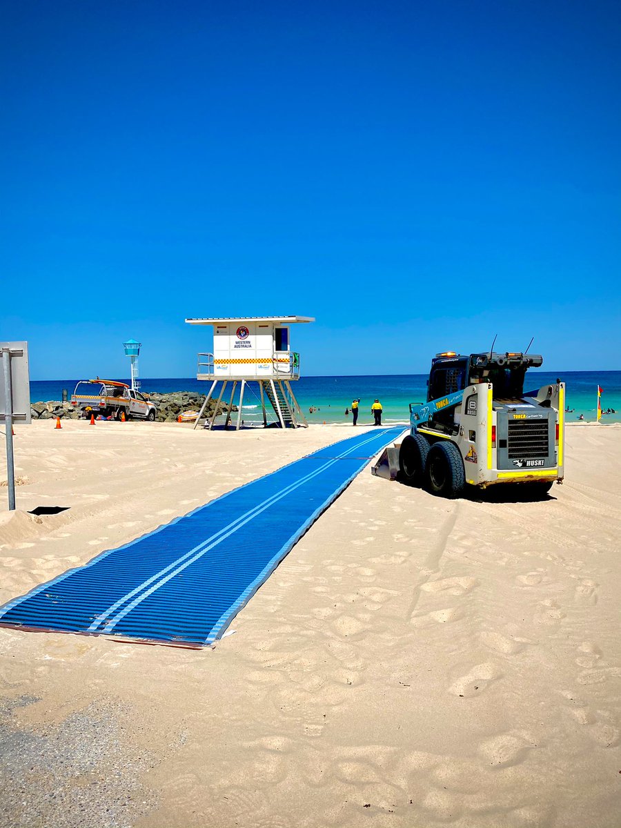 We started very early this morning with multiple machines and the Staff from <a href="/TownOfCambridge/">Town of Cambridge</a> to get the Accessible  ♿️ Matting at #CityBeach removed cleaned and back for the Warm Weather. Have a Great Day and Weekend. <a href="/Perth_Today/">Perth Today 🇦🇺</a> <a href="/LGIS_WA/">LGIS</a> #beach #hot #summer <a href="/SLSWA/">Surf Life Saving WA</a> #perth #fun