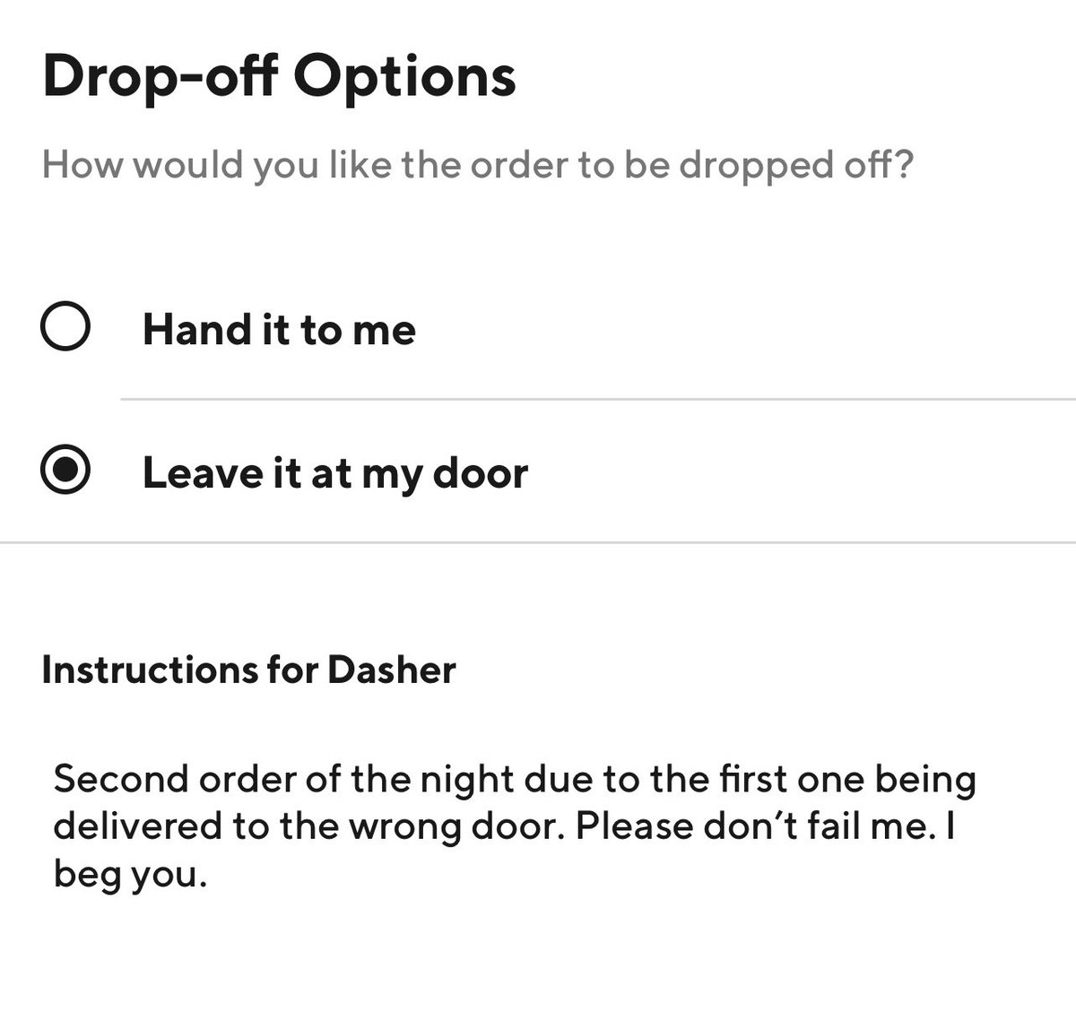 QuinonesPd's tweet photo. UPDATE: They refunded me but I’m not risking it. @DoorDash don’t fail me now 🙏🏻 https://t.co/SsaExkOnLr