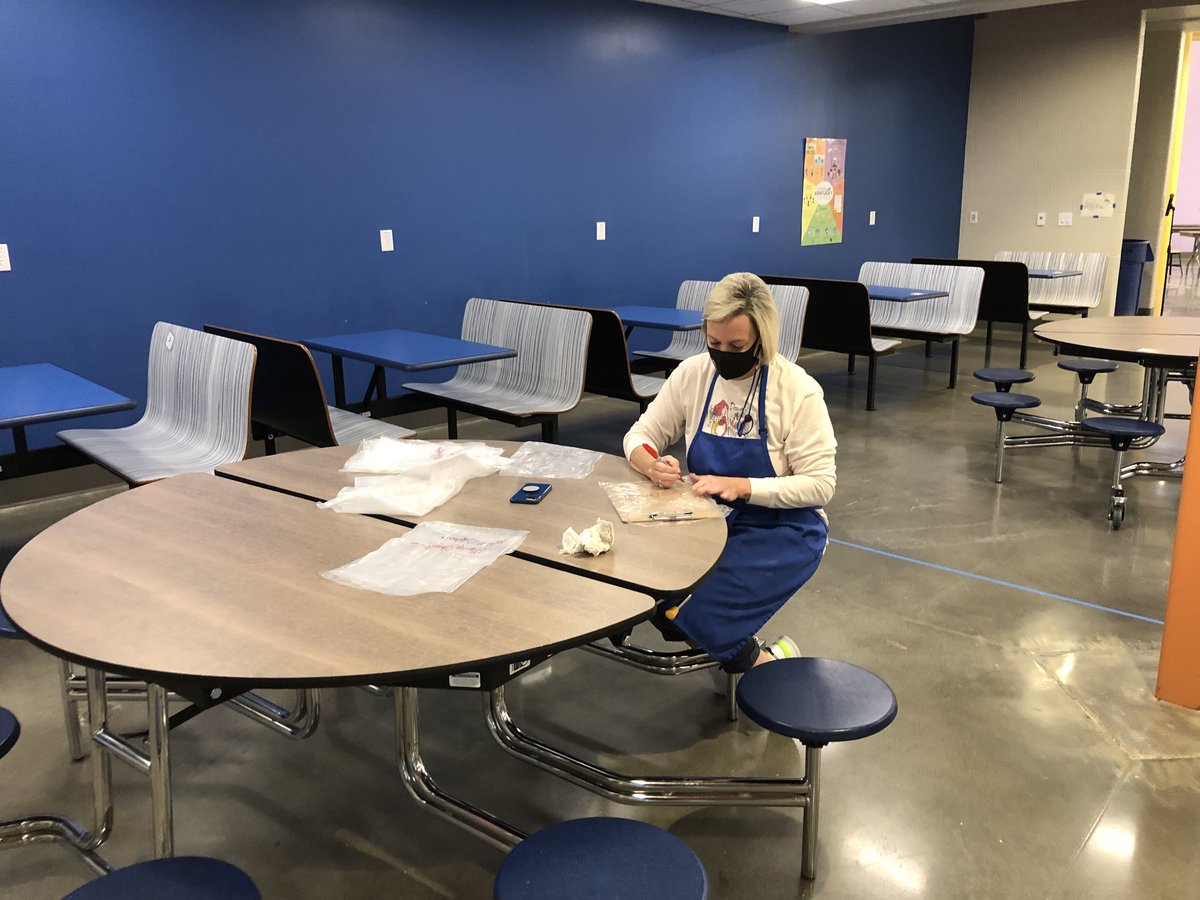 So thankful for our cafeteria staff.  Writing thank you notes  and making cupcakes for students.  The best.