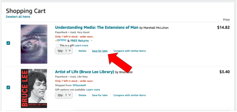 [this may seem complicated but it's honestly 15 seconds of work]1) Click "Save For Later" on the book in your shopping cart.2) Scroll down to find it again and click on "Move To Wish List." 3) Create a new wish list and click "Create list and move item."