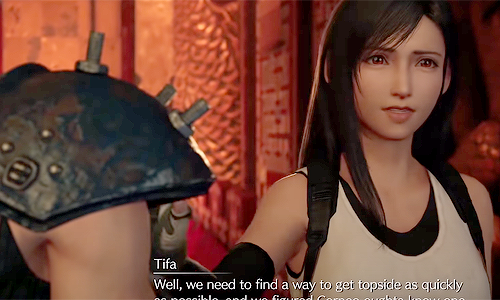 In OG, C/T/B climb up a wire to enter Shinra building. In FF7R, there's a ton of new scenes: some gratuitous touching, saving her from Abzu, allusions to the Life stream event, Cloud saving Tifa when the platform collapses, & Cloud agreeing to help Tifa rebuild her bar 