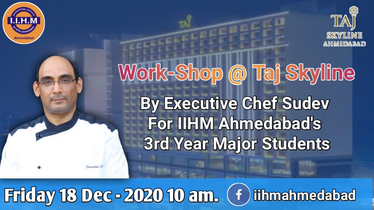iihmahmedabad's tweet photo. Food Production Workshop For IIHM Ahmedabad's 3rd Years Major Students Taj Skyline, Ahmedabad .
#IIHM #IIHMHotelSchool #IIHMBest3Years #IIHMahmedabad #IIHMCares #Hospitality #eCHAT #OnlineEntranceExam #IIHMRocks #eIIHM #IIHMLive #DareToDo
#foodstory #NewNormalNewLearning https://t.co/4RaX5mPjQU