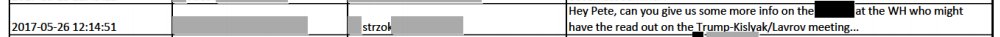 57)Yeah Papa Strzok, we want to see the response to who all in Obama's White House saw the Flynn/Kislyak transcripts?