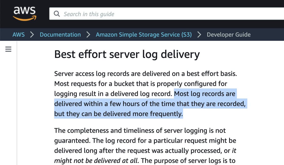 From the makers of DynamoDB and Firecracker comes "access logs to one of our foundational services".