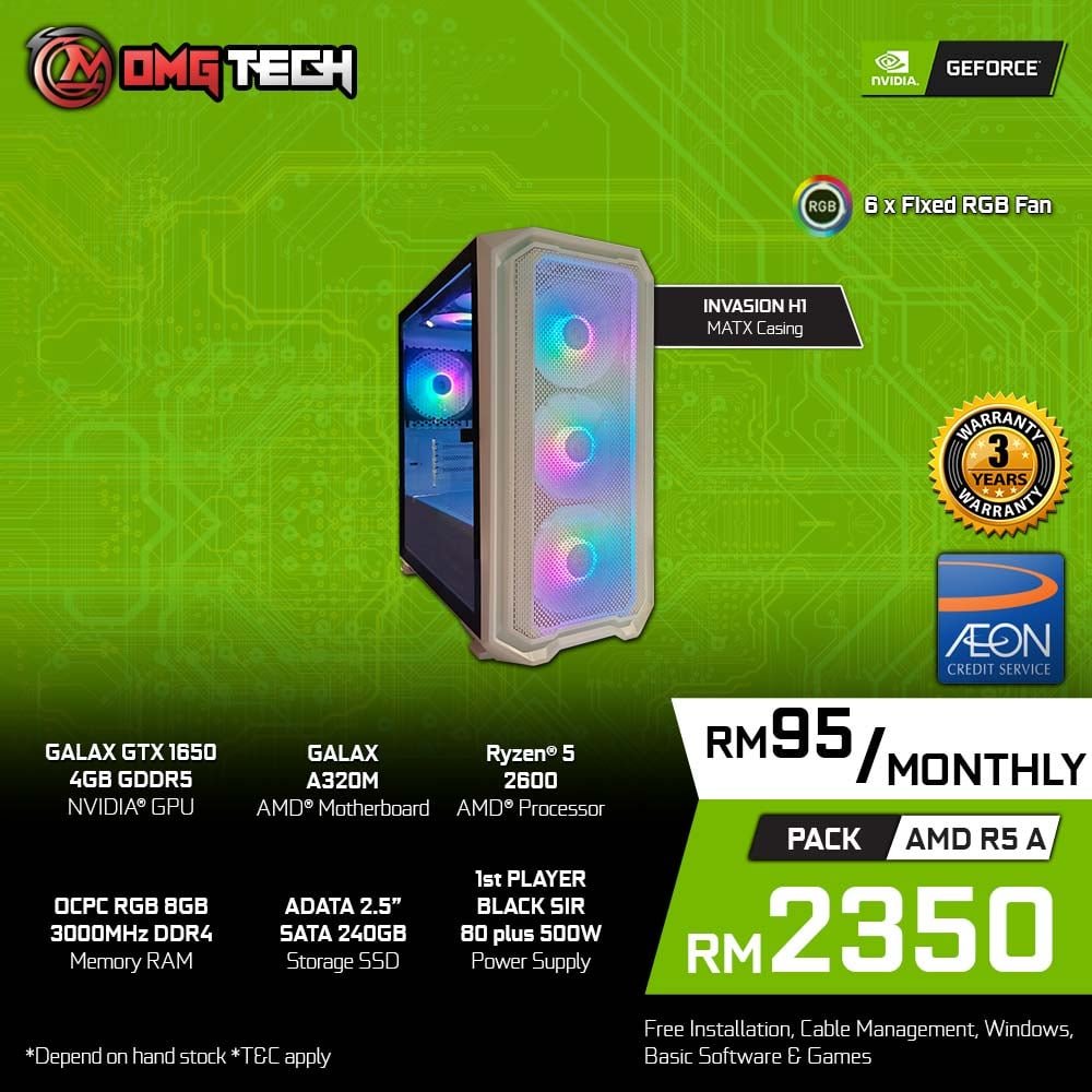 3. OMG Tech (Intel)  https://www.facebook.com/OmgTechSdnBhd&nbsp;a. Set AMD dengan Monitor RM2700b. Set AMD tanpa Monitor RM2350