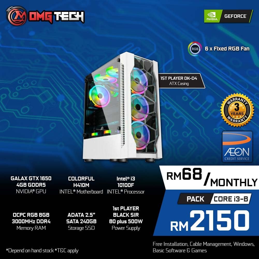 ni part 2 dari OMG (Set Intel)a. Set Intel dengan Monitor RM2050b. Set Intel tanpa Monitor RM1680c. Set Intel tanpa Monitor RM2150