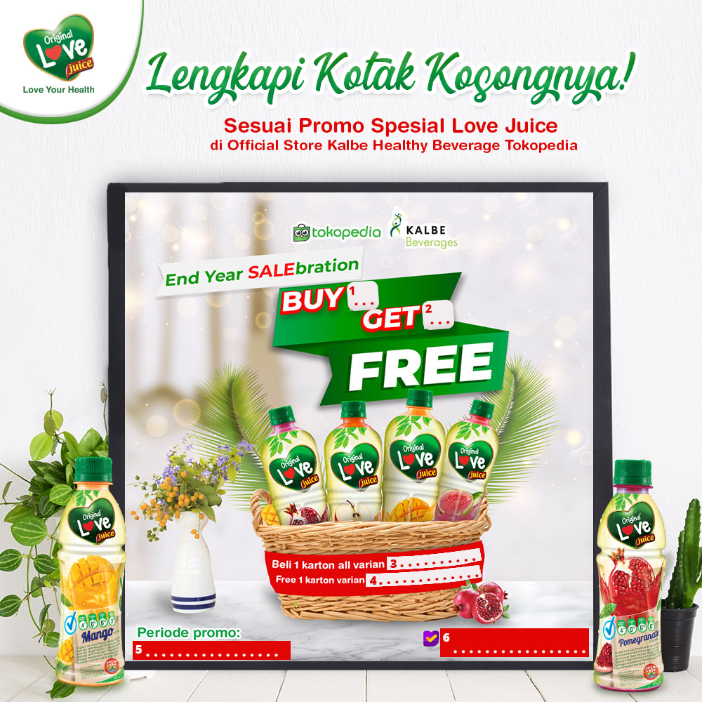 LoveJuiceID's tweet photo. Mau e-wallet untuk 4 orang?
Yuk isi 6 bagian yang hilang di postingan ini sesuai promo di Kalbe Healthy Beverages Tokopedia.
Like 5 postingan terakhir, tag 3 teman, dan sertakan hashtag #ENDYEARCHALLENGE.
Periode: 19-21 Desember
#LoveJuiceTinggiSerat #JusBuahTinggiVitaminC https://t.co/NSXUMTY5xe