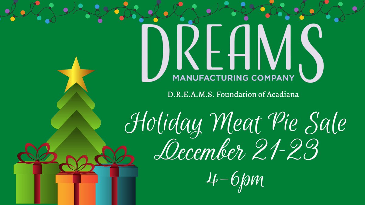 dreamsfound's tweet image. Still looking for the perfect gift? How about a box of our frozen meat pies!

Each box of 6 meat pies is $12.00 each, with a sales tax of $1.00. You can preorder either Beef, Pork or Turkey here: 

dreamsfoundationaca.org/dreams-manufac…

#meatpies #GiftsForFriends #Lafayette #Louisiana