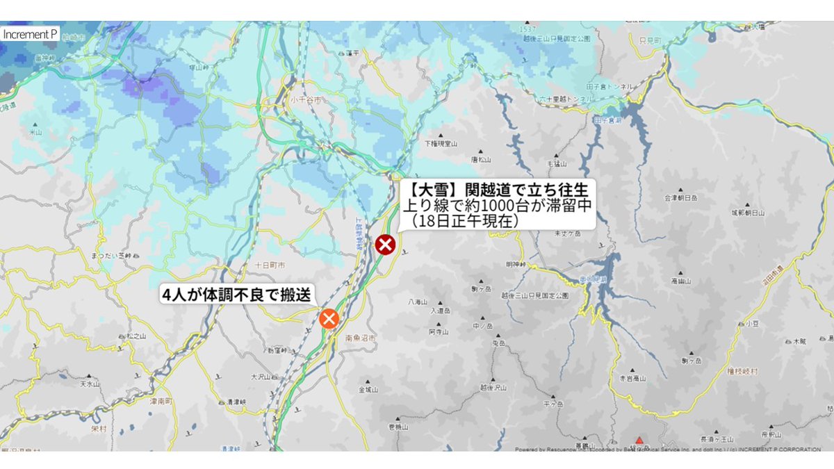 日テレnews 大雪の影響で関越道上りの立ち往生続く T Co Ekmor4rmz8 大雪の影響による 関越自動車道の立ち往生は下りは解消しましたが 上りでは正午現在 約1000台の車が残されています Nexco東日本発表 関越道 立ち往生 T Co