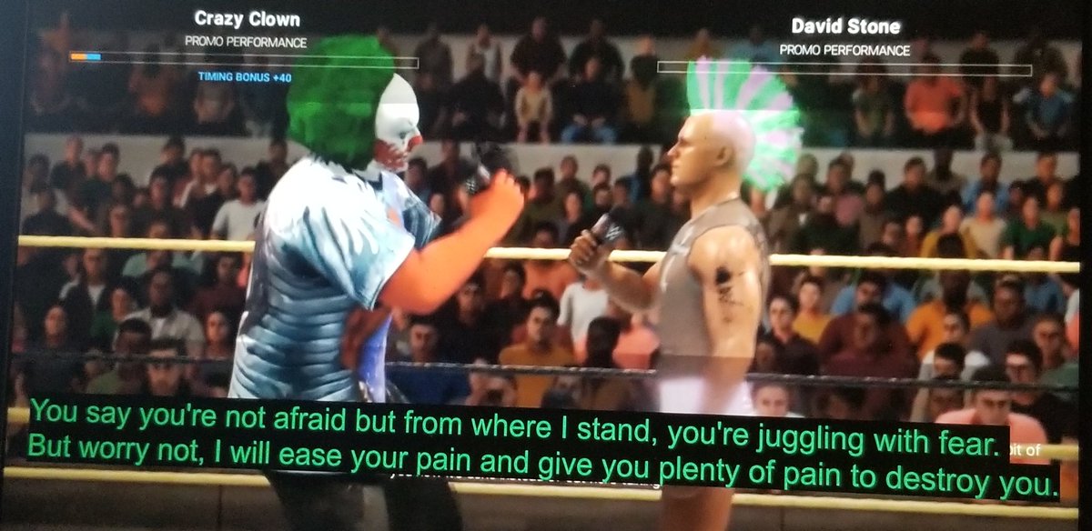 RealBWA1's tweet photo. David Stone came to the contract signing for and let the world once again that he is not intimidated by Crazy Clown. Crazy Clown gave some Clown puns on why he is so afraid of him. Stone stood his ground until The Clown called him pitiful https://t.co/QP8xNDTCzk