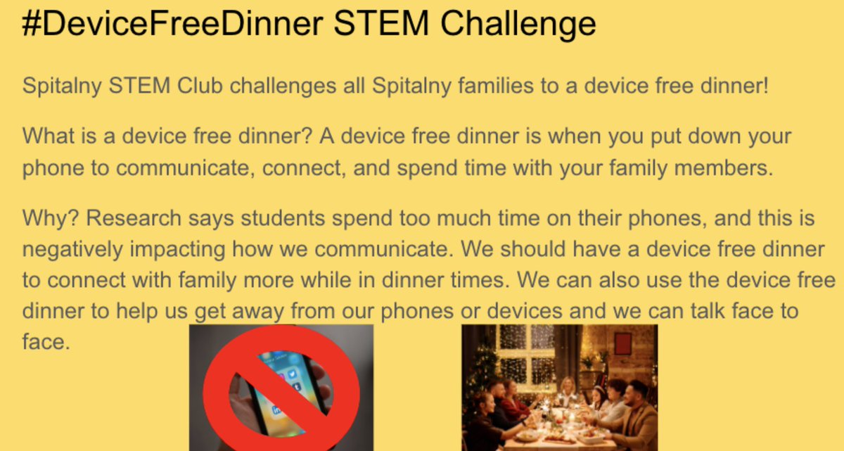 janet_hecht's tweet photo. Thank you STEM Club for the Challenge! We hope you all the accept and enjoy some face to face contact with your family during dinner! #Relationships @JustineSpitalny @janet_hecht @jHecht_janet @csd83super https://t.co/ahxPUGpvK7
