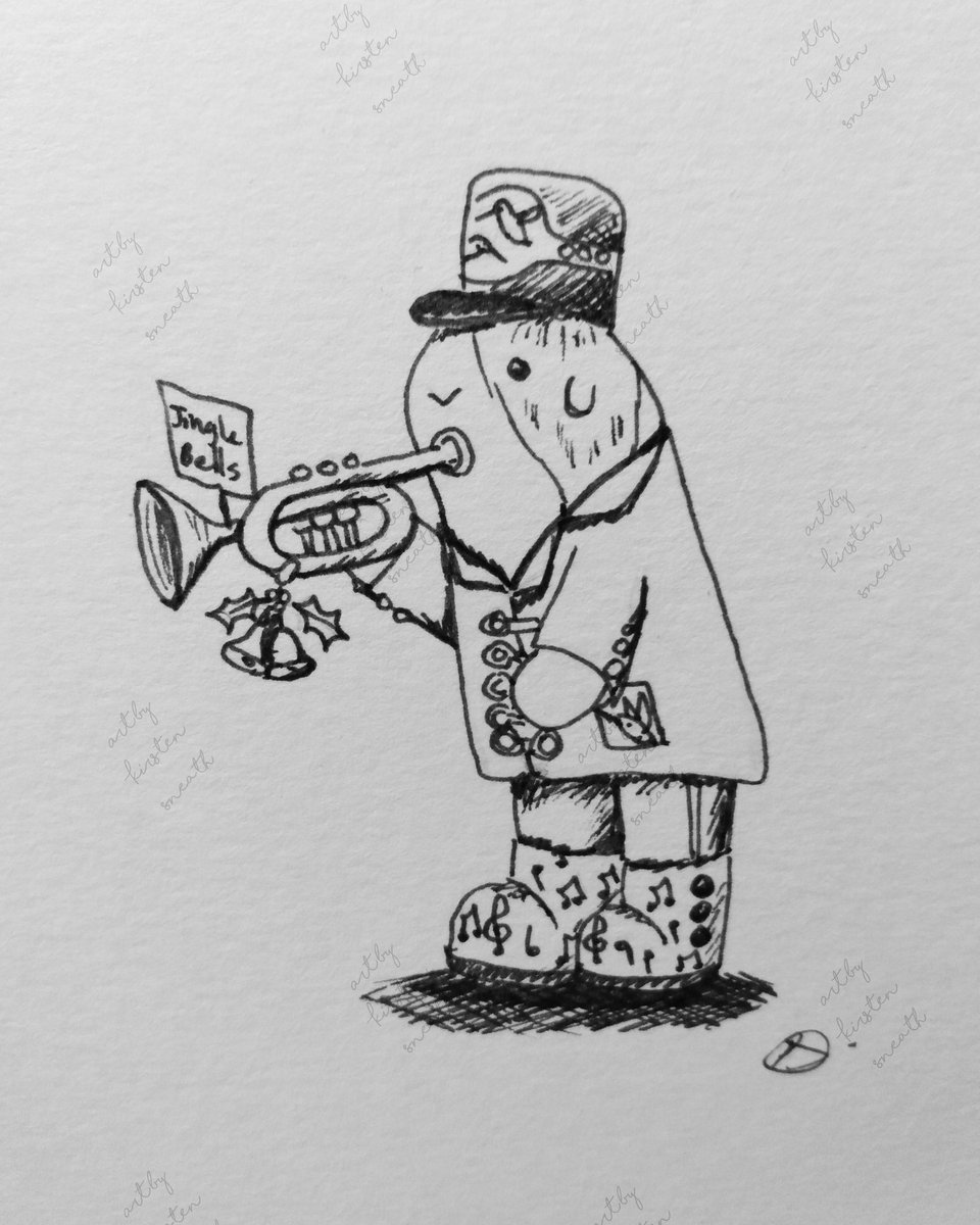 ksneathart's tweet photo. #Inktober52 prompt #Trumpet #hummingbirdseries Cutie is feeling festive and has been learning the trumpet #lovecutie #guineapig #marchingband #jinglebells #feelingfestive🎄🎅 #inksketch https://t.co/zSMR4xGbyY