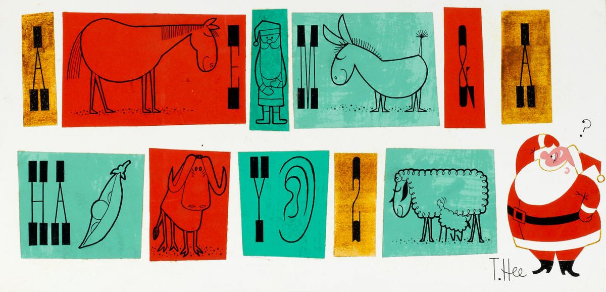 ToonVintage's tweet photo. Animation great T. Hee (Pinocchio, Fantasia, Gerald McBoing Boing) had a long-running side gig as a greeting card designer and produced hundreds of Xmas card designs. See this amazing collection of them on Cartoon Brew.
➪ https://t.co/MHjkW8NgiG https://t.co/Vi2BLi43Oi
