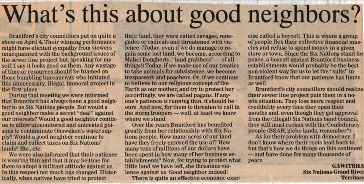 btfdnews's tweet photo. This article is from 1994. What has changed? @CityofBrantford @kdavisbrantford @Jan4every1 @RickPWeaver @CherylAntoski @CouncillorWall  @CouncillorDan @SixNationsGR @MohawkUniverse @ONAttorneyGen @MinJusticeEn https://t.co/SAscbJtZym