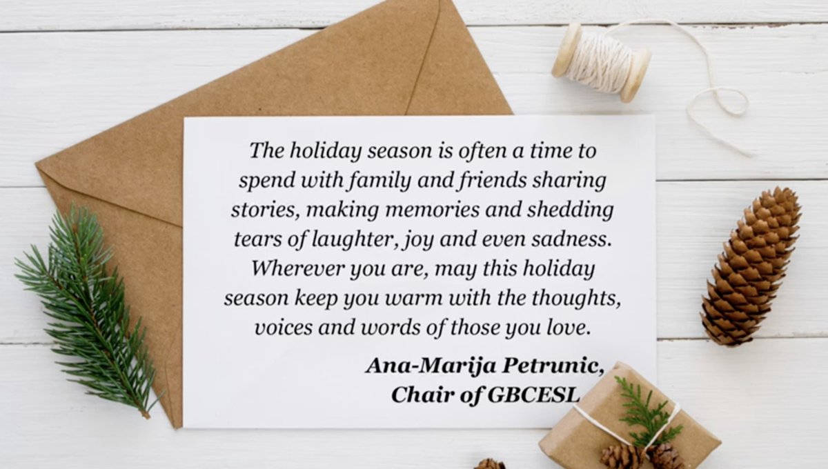 With our hearts melted by warm messages, Holiday haikus, winter paintings, photos, and videos our GBCESL Creative Community sent, we would like to share with you all our Holiday video. 
youtu.be/v5E-IhoOtJk
We wish you a Holiday season filled with joy and love.

#gbcesl