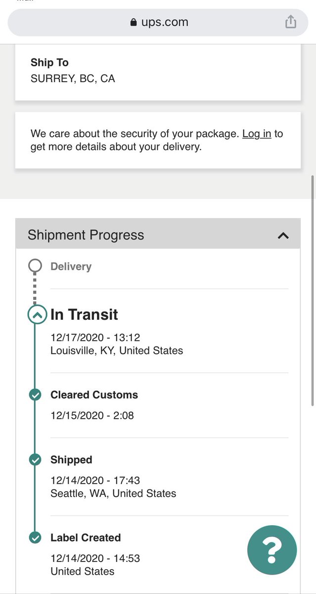 carrierae's tweet photo. @UPS just curious why my very expensive package from Seattle to Surrey BC, a mere 130ish miles, is now showing in transit in KENTUCKY after it cleared customs. I’m sure you realize that Kentucky isn’t exactly in the US/Canada border. 🤦🏻‍♀️🤦🏻‍♀️🤦🏻‍♀️ https://t.co/f8KYz0Sz4c