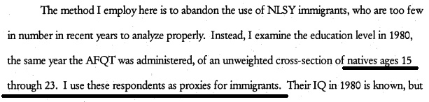 The entire premise of one of the chapters is there is no self-selection when it comes to who immigrates to the US (and who stays).