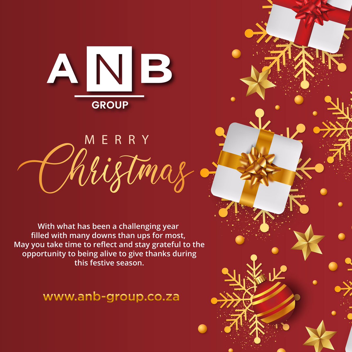 anb_groupza's tweet photo. With what has been a challenging year filled with many downs than ups for most, May you take time to reflect and stay grateful to the opportunity to being alive in order to give thanks during this festive season. #KeepAtIt https://t.co/yKGcqx4V6N