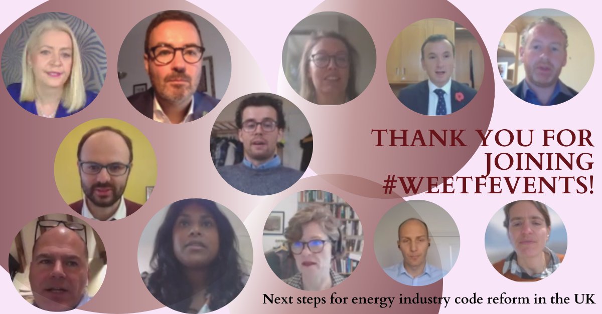 WEETFEvents's tweet image. Thanks to @oatesjonny @ELEXONUK @ElectraLink @Fieldfisher @edfenergy @CitizensAdvice @AlunCairns @kpmguk @ng_eso @_Joe_Underwood @EnergySysCat @tmhutchings @GillieMary @ofgem @beisgovuk for joining #weetfevents to discuss #energy industry #codereform in the UK!