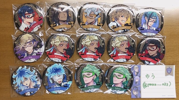 ツイステ フロイド レオナ ジェイド セブン セブン缶バッジ 蹴る 