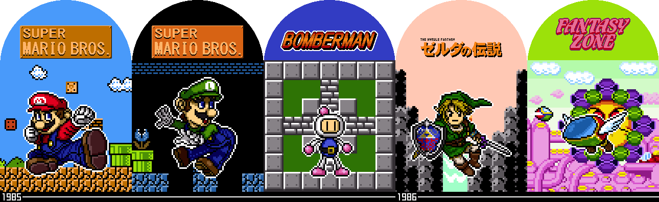零式 Zero 7 31マナフェス 参加 ゲームキャラジオラマ風ドット絵 2 スーパーマリオブラザーズ マリオ スーパーマリオブラザーズ ルイージ ボンバーマン ボンバーマン ゼルダの伝説 リンク ファンタジーゾーン オパオパ 零ドット