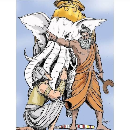 Rishi Durvasa considered this as an insult & cursed Indra that he will soon lose his wealth & position.Airavata was cursed to be born on earth as a wild elephant.Indra &Airavata asked for forgiveness for their act, Rishi told Indra that he will get back after losing it to a Raja.