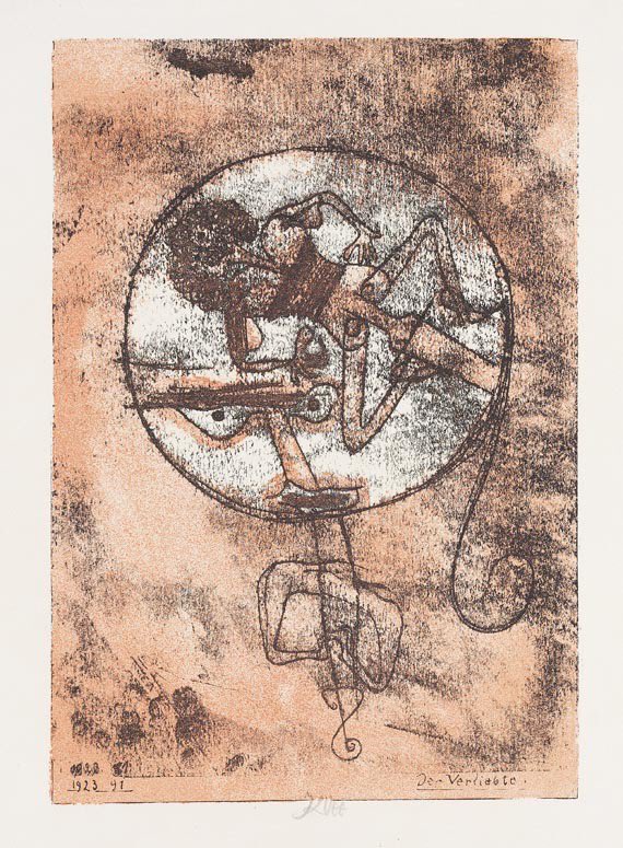 Paul Klee, 1923: 'Der Verliebte / The Lover', lithography on paper with red plate