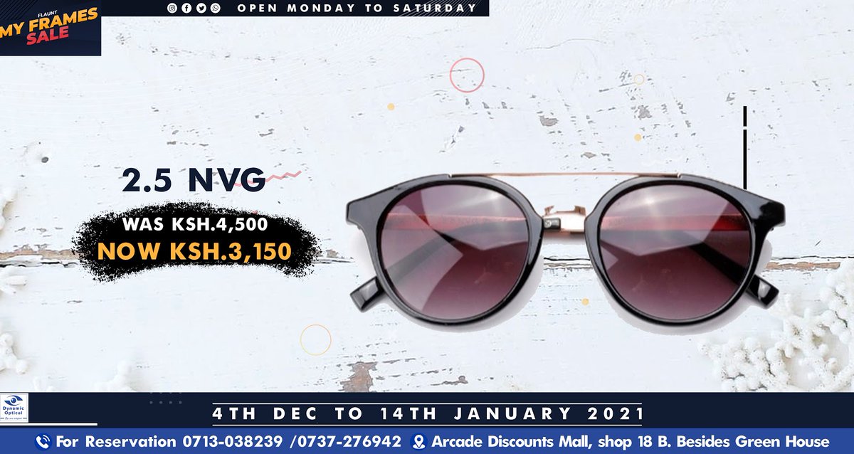 Dynamic_Optical's tweet image. 2020 has been tough for all of us but we have good news, what if we told you 20/20 vision can be achieved with 30% OFF. YES 30% OFF on the 2.5 NVG FRAMES. Contact us on 0713038239 &amp;amp; 0737276942 or visit us at Arcade Discounts Mall. Shop 18B besides Green House #FlauntMyFrames