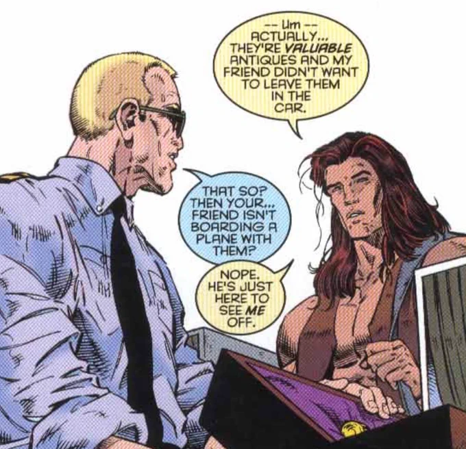 me as a tsa agent talking to an 18 year old with long luscious luxurious hair and a leather vest with no shirt: [microaggressively] your... friend 
