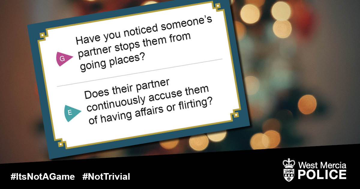 WMerciaPolice's tweet photo. Has your friend disclosed any habits of their partner that you find odd? Are they being encouraged in to things they don't want to do?
Coercive control is abuse.
#Itsnotagame #NotTrivial https://t.co/aUG6gtZmTE