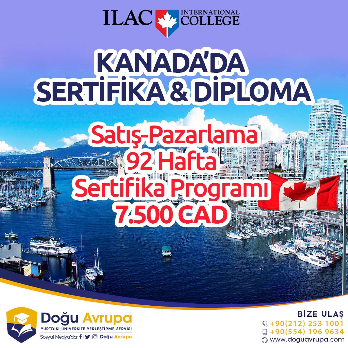 DAvrupa's tweet photo. ILAC College’da Satış-Pazarlama 92 haftalık iş yerleştirme garantili sertifika &amp; diploma programı 15.000 CAD yerine 7.500 CAD🇨🇦

Şimdi kayıt ol, 2021’de eğitime başla!

İletişim için:
☎ 0(212) 253 10 01
📲 0(554) 196 96 34
💻 https://t.co/h7JkXpTf6X https://t.co/wLsMZUkiXV