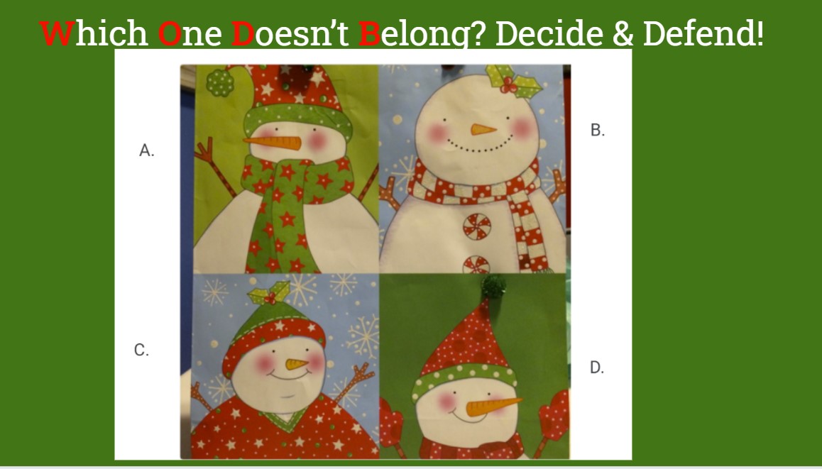 pearse_margie's tweet photo. Which snowman doesn't belong? 
#iteachmath #tmwyk #mtbos #elemmathchat https://t.co/WSNxaACIRK