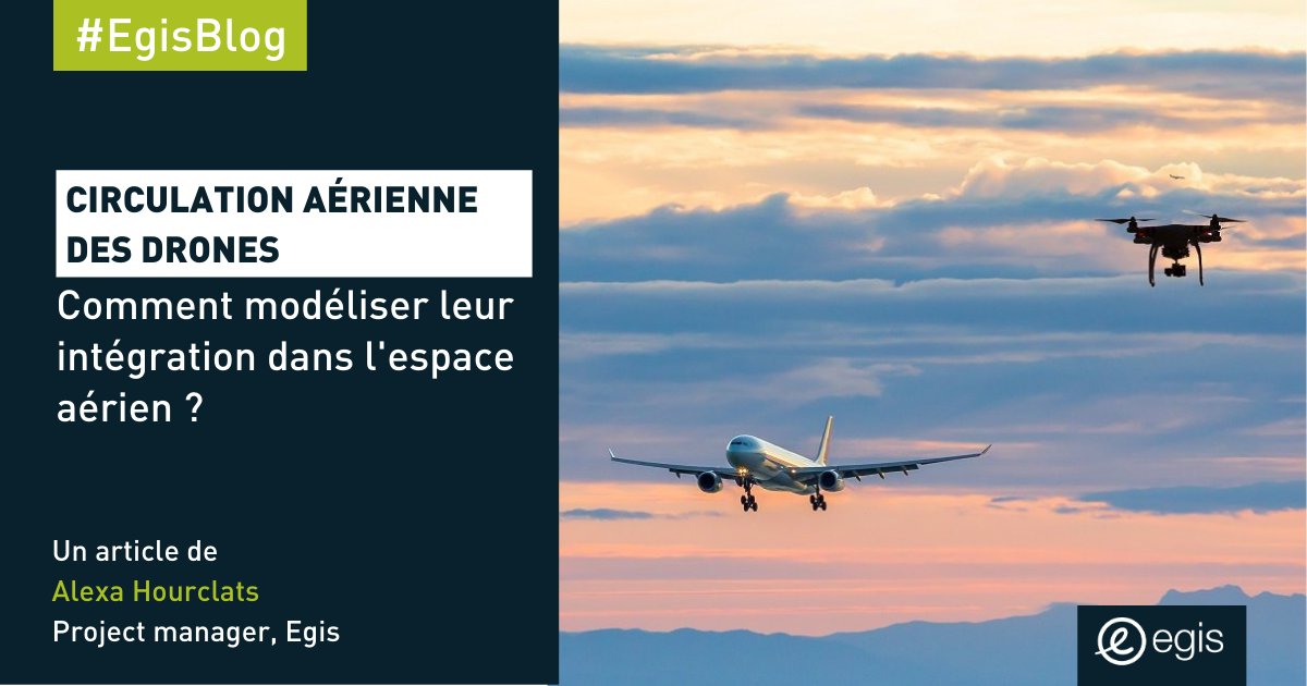 egis's tweet photo. Avec l’essor du trafic des #drones, la question de leur intégration dans l’espace aérien et la gestion de leur circulation (#UTM) deviennent des enjeux majeurs. Egis accompagne la DSNA dans le développement d'un concept d’opérations U-Space. 👉A lire sur #EgisBlog https://t.co/BcLFTGLvSz
