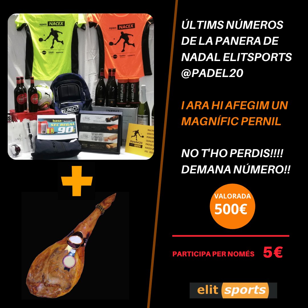 💥 Últims 5️⃣ números de la panera <a href="/elitsports/">elitsports</a> <a href="/padel20/">Padel 2.0</a>
Mira aquí els números disponibles acortar.link/Jn5PF
Envia'ns el teu núm. per WhatsApp al 646023743
🏃‍♀️🏃‍♂️ Córrer que s'acaben...