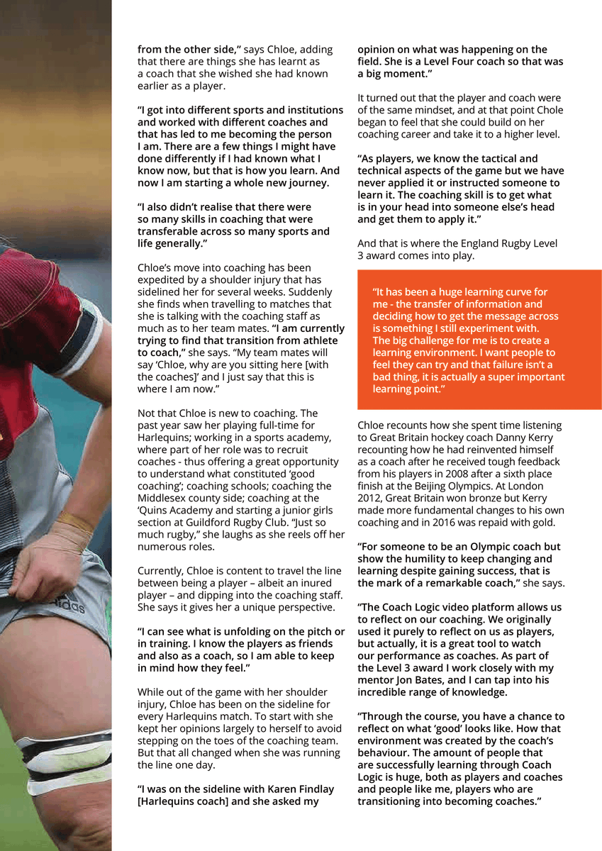 Chloe Butler was the number one member on the England Rugby L3 Coach Development platform.Video Uploaded: 8 hours 44Video Played: 10 hoursClips Created: 223Playlists Created: 42Messages Sent: 95.Great effort throughout 2020, Chloe 