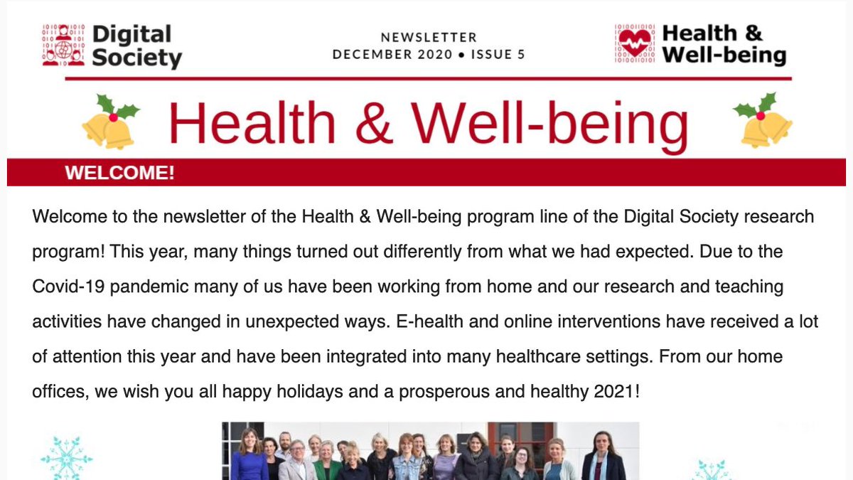 Check out our December newsletter! Read it here: tinyurl.com/twg5cf9 And of course register to receive the newsletter in your mailbox! Happy holidays from the Health and Well-being team! 🎄☃️
<a href="/_DigitalSociety/">Digital Society</a>