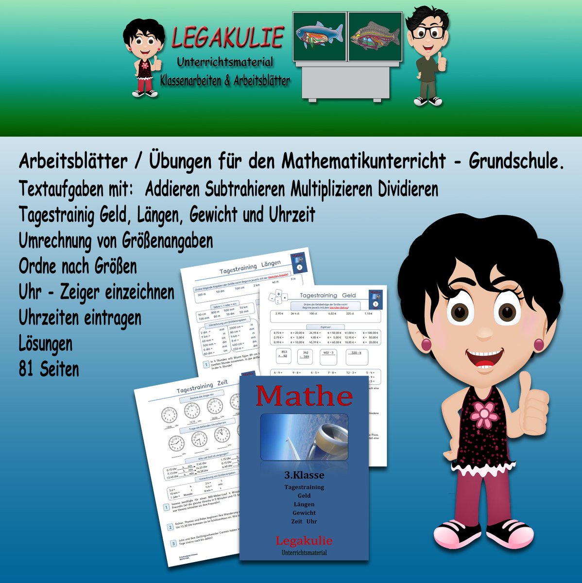 Legakulie's tweet photo. Mathematik Geld Längen Gewicht Uhrzeit
Grundschule 3.Klasse
Gute Vorbereitung für die nächste Klassenarbeit.
#homeschooling #Lernen #zuhauselernen #Lernhilfe #Mathematik #Legakulie #3Klasse
https://t.co/CAlHKoD4BU https://t.co/562IHN51Bs