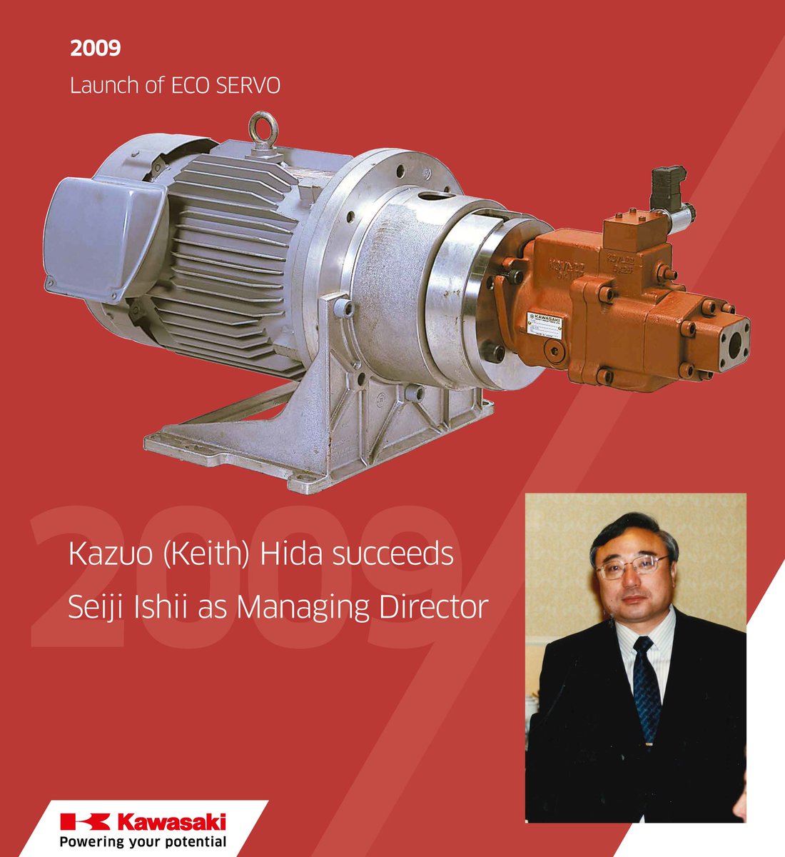 #flashbackfriday

Today we're looking back at 2009, when we launched the ECO-SERVO!

The K3VR/K3VL Eco Servo electro-hydraulic hybrid system is particularly suitable for use in industrial applications. 

#fridayfact #Kawasaki #Timeline #year2009 

kawasakihydraulics.com