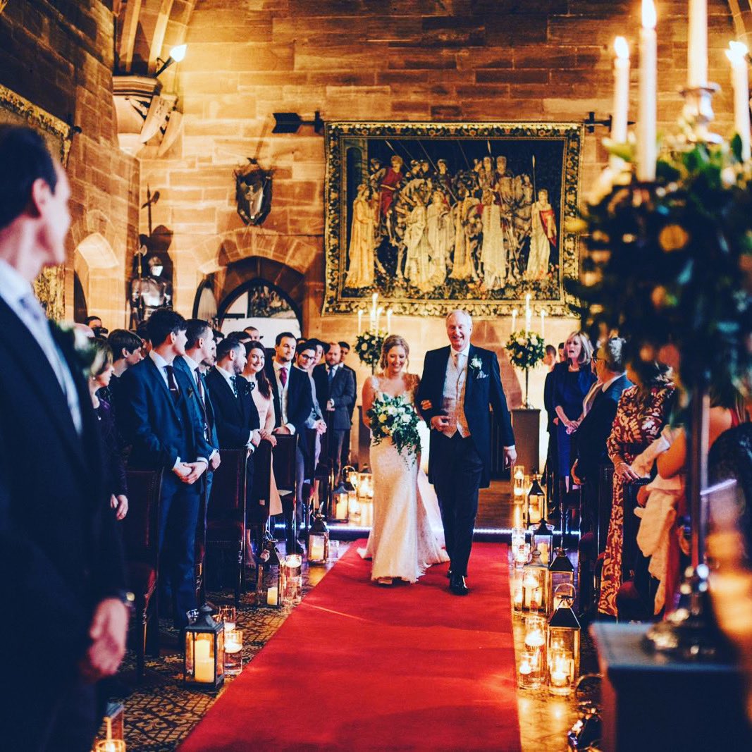 SabatoEvents's tweet image. Seasonal splendour amid the grand entrance of the beautiful bride in the stunning surrounds of a candlelit @peckfortoncastle . A magical time of year to tie the knot, no matter how big or intimate your celebrations are.   #weddinginspiration #peckfortonwedding Photo: Helen Middy