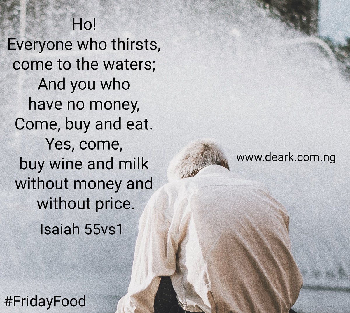 Seun_Ark's tweet photo. JESUS IS CALLING...
COME AND ENJOY LIFE WITH HIM FOR HE ALREADY PAID THE PRICE.
#wordofGod #wordoflife #manualforliving #believers #thirsty #water #milk #food #eat #free #withoutmoney #money #friday #jesus #FridayFood #DeArkNG https://t.co/mJjZwHOHqP