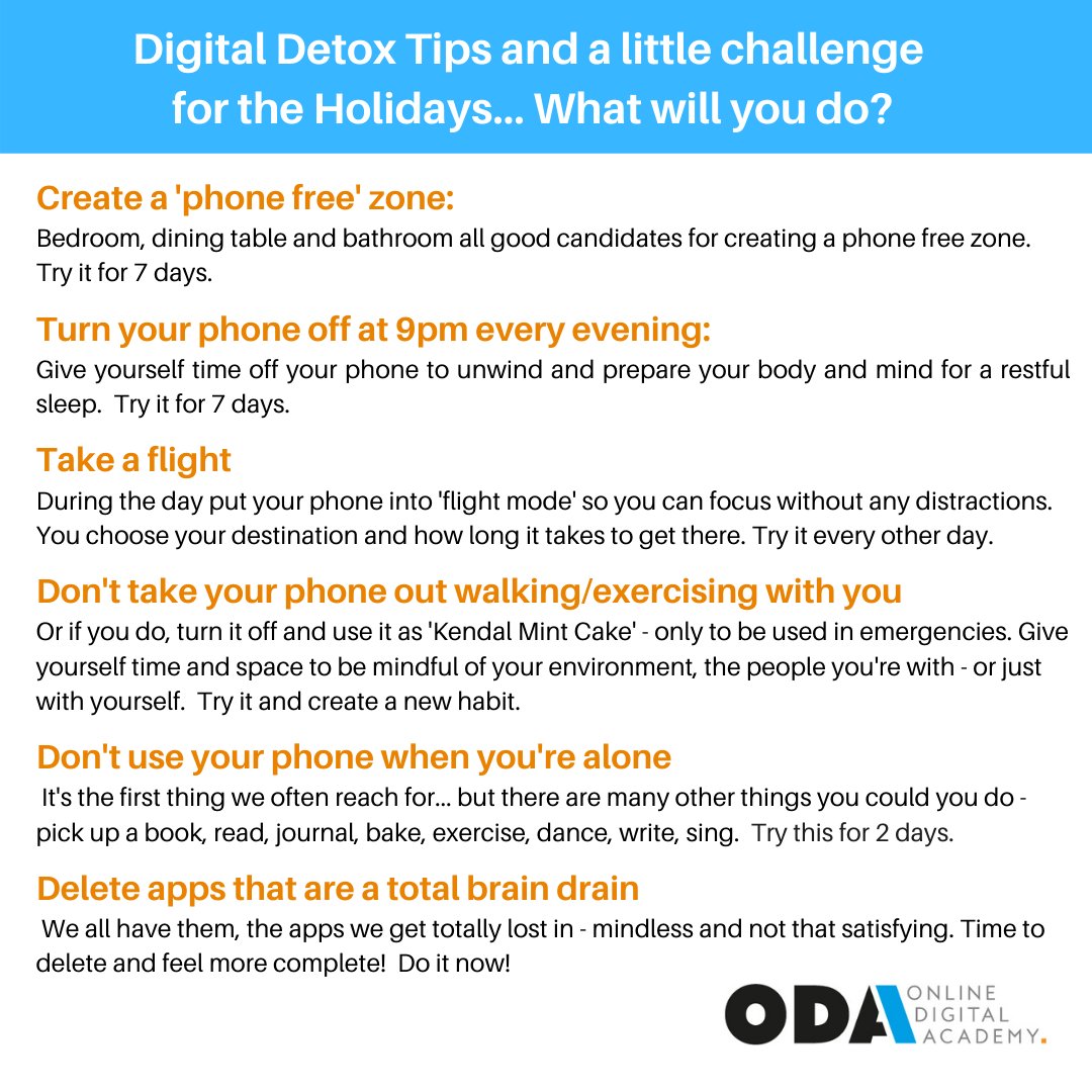 #DigitalDetox this Christmas. 🎄📵 
Tips from the Online Digital Academy.